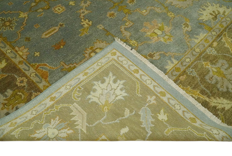 Antique Persian Gray and Moss Brown 8x10 Hand Knotted Traditional Oushak Wool Rug | AC9810
