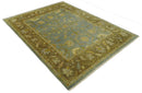 Antique Gray and Moss Brown Hand Knotted Wool Area Rug 8x10 Traditional Persian Oushak