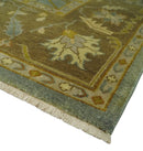 Antique Persian Gray and Moss Brown 8x10 Hand Knotted Traditional Oushak Wool Rug | AC9810