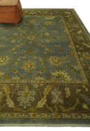 Antique Persian Gray and Moss Brown 8x10 Hand Knotted Traditional Oushak Wool Rug | AC9810