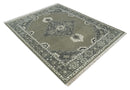 Antique Persian Earthy Sage Hand Knotted 8x10 Gray and Ivory Traditional Vintage Heriz Serapi Wool Rug | AC25810