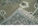 Antique Persian Earthy Sage Hand Knotted 8x10 Gray and Ivory Traditional Vintage Heriz Serapi Wool Rug | AC25810