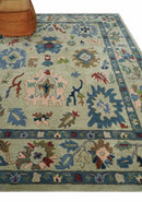 Hand Tufted Wool Area Rug Beige Blue Peach Traditional Oushak Design Custom Made by The Rug Decor
