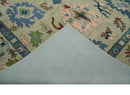 Hand Tufted Wool Area Rug Beige Blue Peach Traditional Oushak Design Custom Made by The Rug Decor