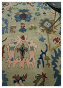 Hand Tufted Wool Area Rug Beige Blue Peach Traditional Oushak Design Custom Made by The Rug Decor