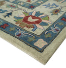 Hand Tufted Wool Area Rug Beige Blue Peach Traditional Oushak Design Custom Made by The Rug Decor
