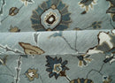 Wool Traditional Oushak Hand-Tufted Oriental Area Rug Blue Beige Gray Custom Made by The Rug Decor