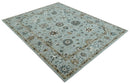 Wool Traditional Oushak Hand-Tufted Oriental Area Rug Blue Beige Gray Custom Made by The Rug Decor