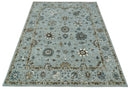 Wool Traditional Oushak Hand-Tufted Oriental Area Rug Blue Beige Gray Custom Made by The Rug Decor