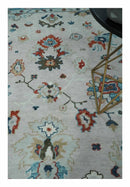 Ivory and Blue Hand-Knotted Traditional Wool Oushak Area Rug - Persian-Inspired Design by The Rug Decor
