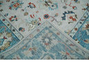 Ivory and Blue Vibrant Colorful Hand knotted Traditional Oushak Multi Size wool Area Rug