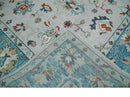 Ivory and Blue Hand-Knotted Traditional Wool Oushak Area Rug - Persian-Inspired Design by The Rug Decor