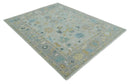 Antique Silver and Gold Oushak Hand-Knotted Colorful Wool Area Rug by The Rug Decor