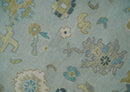 Antique Silver and Gold Oushak Hand-Knotted Colorful Wool Area Rug by The Rug Decor