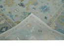 Antique Silver and Gold Vibrant Colorful Hand knotted Oushak wool Area Rug
