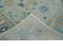 Antique Silver and Gold Oushak Hand-Knotted Colorful Wool Area Rug by The Rug Decor
