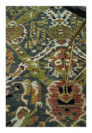 Hand Knotted Wool Area Rug Green Ivory Gray Antique Traditional by The Rug Decor