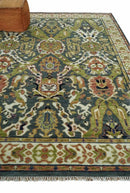 Hand Knotted Wool Area Rug Green Ivory Gray Antique Traditional by The Rug Decor