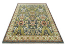 Hand Knotted Wool Area Rug Green Ivory Gray Antique Traditional by The Rug Decor