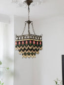 GobekUsa Black Rose Tassel Pendant Lights, Classic Retro Lustres for Living Room