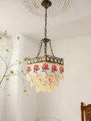 GobekUsa Black Rose Tassel Pendant Lights, Classic Retro Lustres for Living Room