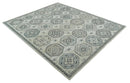 8x10 Hand Knotted Silver, Beige and Gray Traditional Low Pile Area Rug