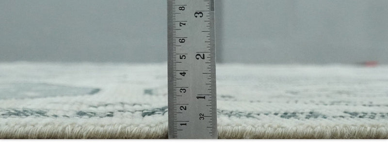 8x10 Hand Knotted Silver, Beige and Gray Traditional Low Pile Area Rug