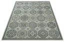8x10 Hand Knotted Silver, Beige and Gray Traditional Low Pile Area Rug