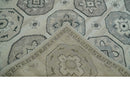 8x10 Hand Knotted Silver, Beige and Gray Traditional Low Pile Area Rug