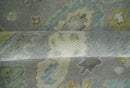 Wool Area Rug Antique Silver Hand Knotted Oushak Turkish Craftsmanship Premium Quality