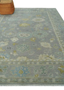 Wool Area Rug Antique Silver Hand Knotted Oushak Turkish Craftsmanship Premium Quality by The Rug Decor