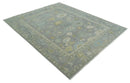 Wool Area Rug Antique Silver Hand Knotted Oushak Turkish Craftsmanship Premium Quality by The Rug Decor