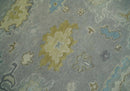 Wool Area Rug Antique Silver Hand Knotted Oushak Turkish Craftsmanship Premium Quality by The Rug Decor
