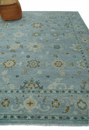 Antique Blue and Brown Turkish Oushak Hand Knotted Wool Area Rug Traditional by The Rug Decor