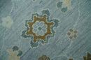 Antique Blue and Brown Turkish Oushak Hand Knotted Wool Area Rug Traditional by The Rug Decor