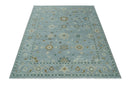 Antique Blue and Brown Turkish Oushak Hand Knotted Wool Area Rug Traditional by The Rug Decor