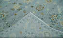 Antique Blue and Brown Turkish Oushak Hand Knotted Wool Area Rug Traditional by The Rug Decor