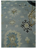 Wool Area Rug - Silver Beige Hand Knotted Traditional Antique by The Rug Decor