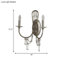 GobekUsa Contemporary Metallic Candelabra Wall Light Sconce - 2-Light Crystal Bedroom Lighting - Nickel Finish with Curved Arm