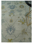 Antique Silver Wool Oushak Traditional Area Rug - Hand Knotted by The Rug Decor