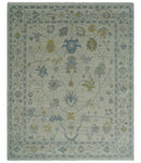 Antique Silver Hand knotted Traditional Multi Size Oushak Wool area Rug