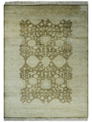 Antique Style 10x14 Hand Knotted Brown and Beige Traditional Oushak Wool Rug, Large Rug | N3751014