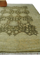Antique Style 10x14 Hand Knotted Brown and Beige Traditional Oushak Wool Rug, Large Rug | N3751014