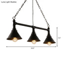 GobekUsa Antique Style 3-Head Metallic Island Pendant Lamp with Cone Shade - Kitchen Light Fixture
