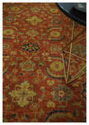 Antique Style 8x10 Rust, Black and Gold Hand Knotted Traditional Turkish Serapi Wool Area Rug