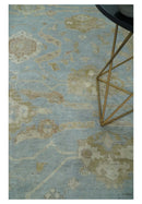 Antique style Gray and Beige Hand knotted Traditional Oushak wool Area Rug