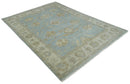 Antique style Gray and Beige Hand knotted Traditional Oushak wool Area Rug