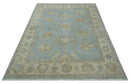 Antique style Gray and Beige Hand knotted Traditional Oushak wool Area Rug
