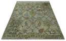 Antique Style Beige, Green and Gray Hand Knotted Traditional Oriental 8x10 wool area Rug by The Rug Decor
