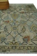 Antique Style Beige, Green and Gray Hand Knotted Traditional Oriental 8x10 wool area Rug by The Rug Decor